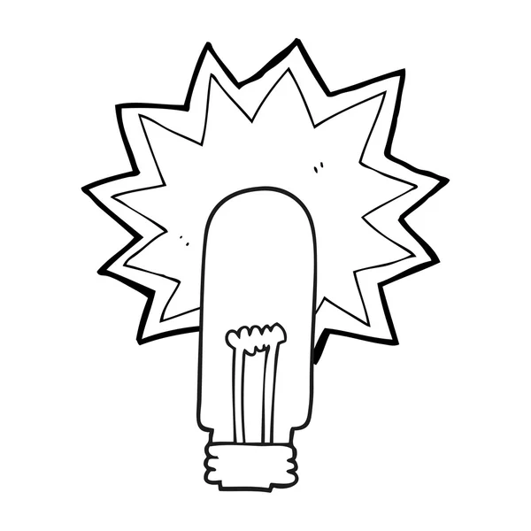 Black and white cartoon old light bulb — Stock Vector