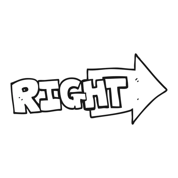Schwarz-weißer Cartoon rechtes Symbol zeigt — Stockvektor