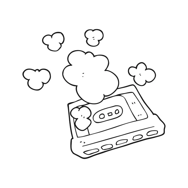 Czarno-biały rysunek kaseta magnetofonowa — Wektor stockowy
