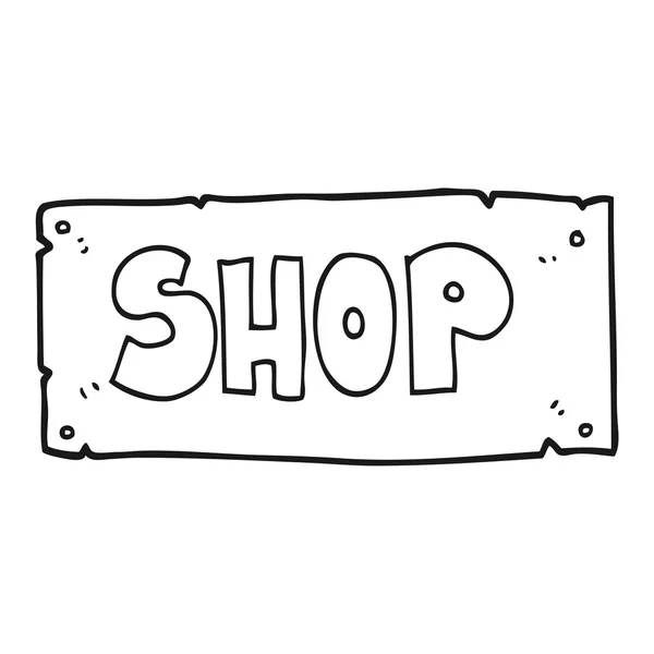 Cartello del negozio di cartoni animati in bianco e nero — Vettoriale Stock