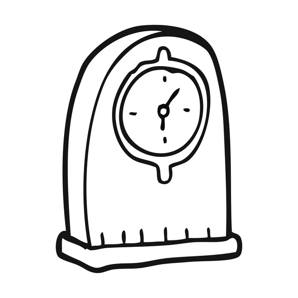 Zwart-wit cartoon oude klok — Stockvector