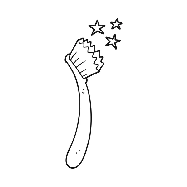 Brosse à dents dessin animé noir et blanc — Image vectorielle