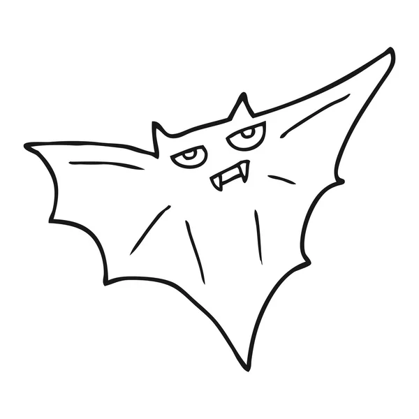 Murciélago de Halloween de dibujos animados en blanco y negro — Vector de stock