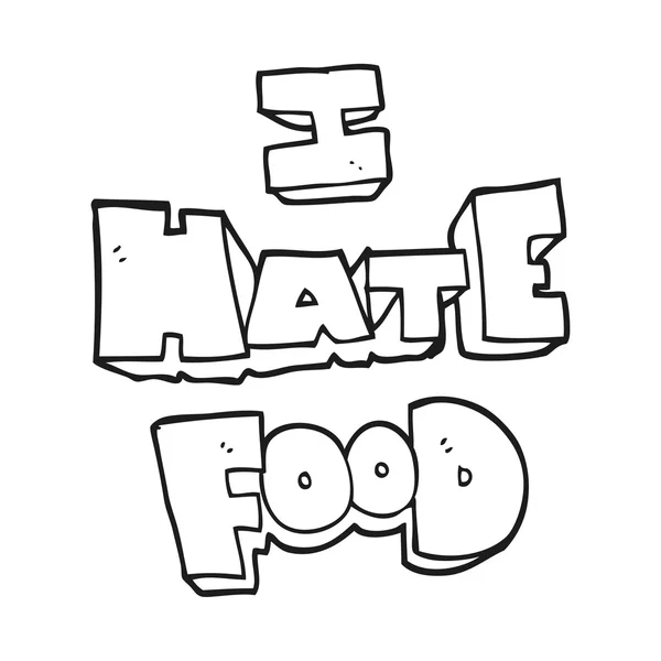 Черно-белый мультфильм я ненавижу символ еды — стоковый вектор