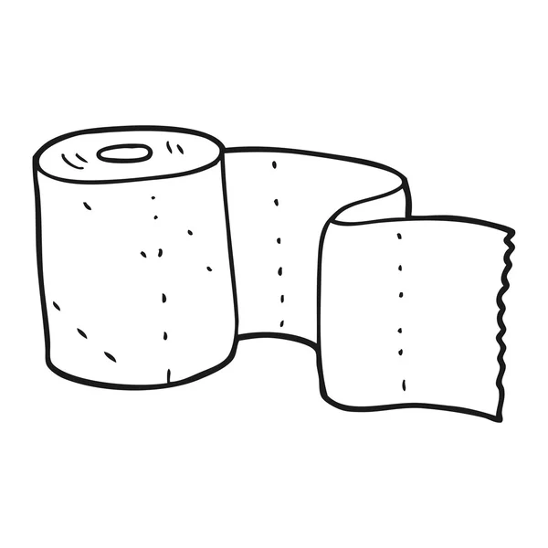 Rouleau de toilette dessin animé noir et blanc — Image vectorielle