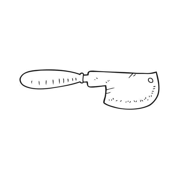 Cuchilla de carne de dibujos animados en blanco y negro — Vector de stock
