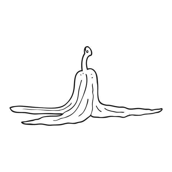 Casca de banana preta e branca dos desenhos animados — Vetor de Stock