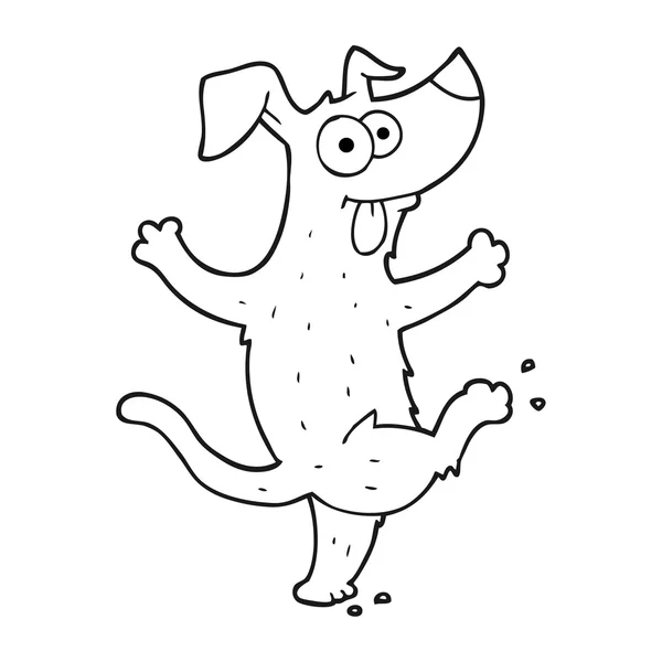 Černobílá karikatura tancující pes — Stockový vektor