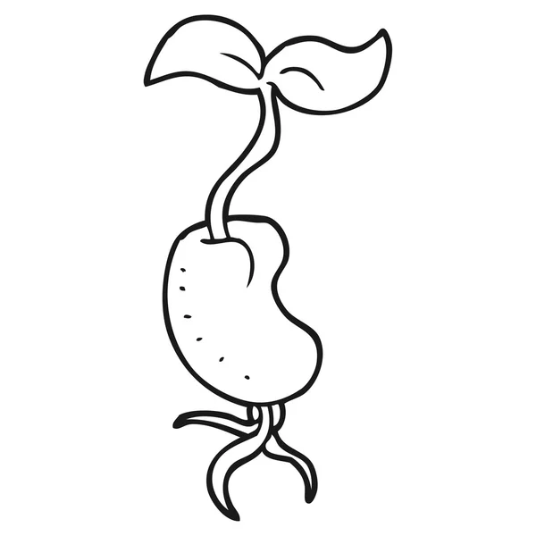 Černobílá karikatura klíčení semen — Stockový vektor