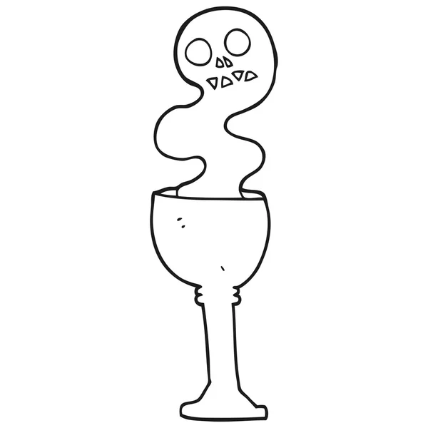 Caricatura en blanco y negro espeluznante copa de Halloween — Vector de stock