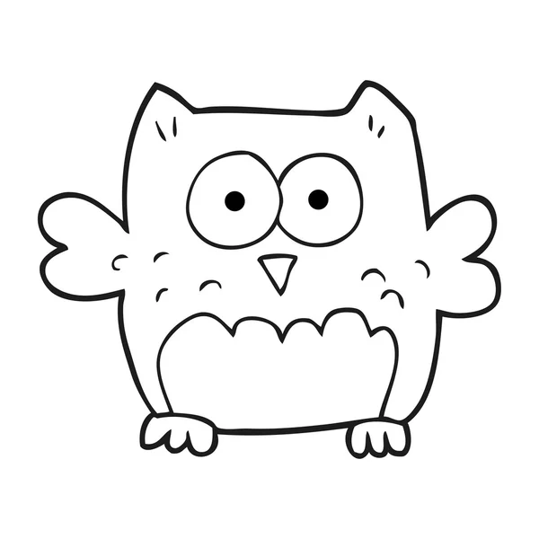 Hibou dessin animé noir et blanc — Image vectorielle