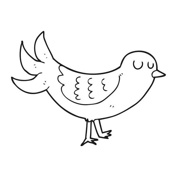 Zwart-wit cartoon vogel — Stockvector