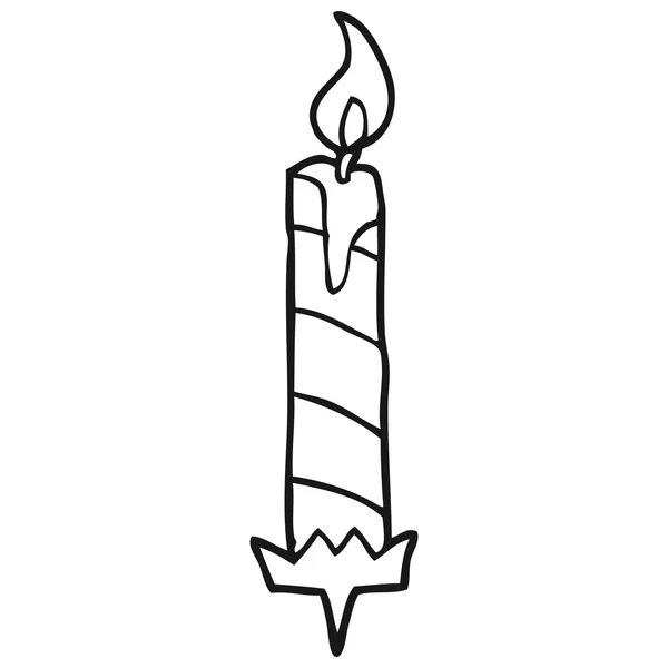 Czarno-biały rysunek urodzinowy placek świeca — Wektor stockowy