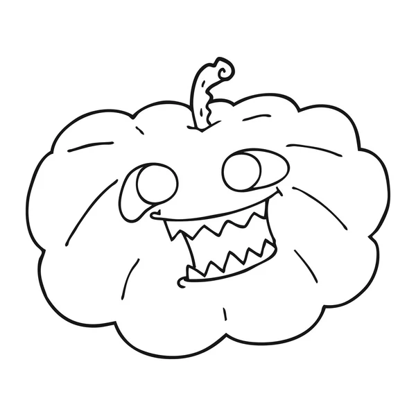 Musta ja valkoinen sarjakuva halloween kurpitsa — vektorikuva