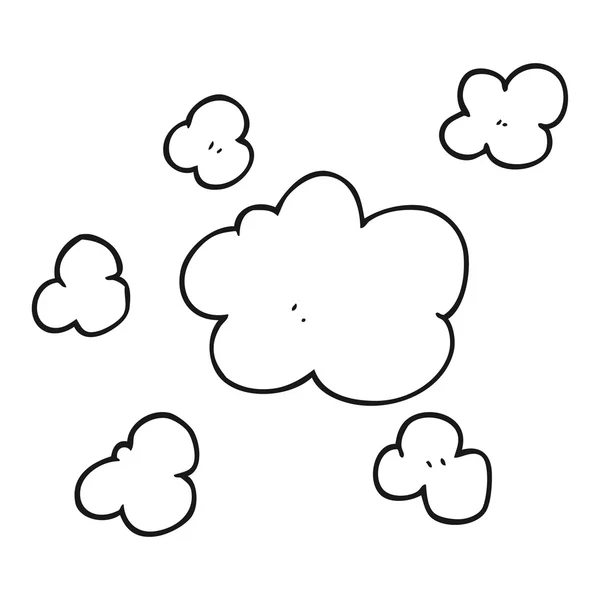 Fekete-fehér rajzfilm gőz felhők — Stock Vector