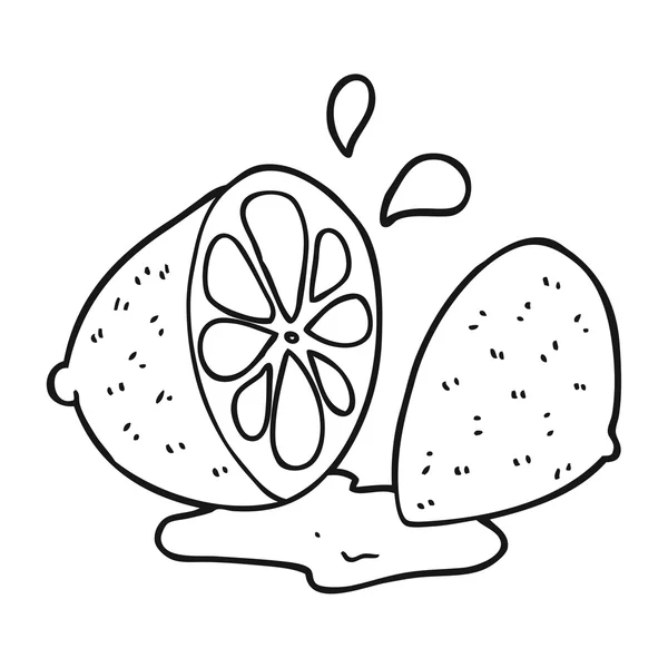 Schwarz-weißer Cartoon-Schnitt Zitrone — Stockvektor