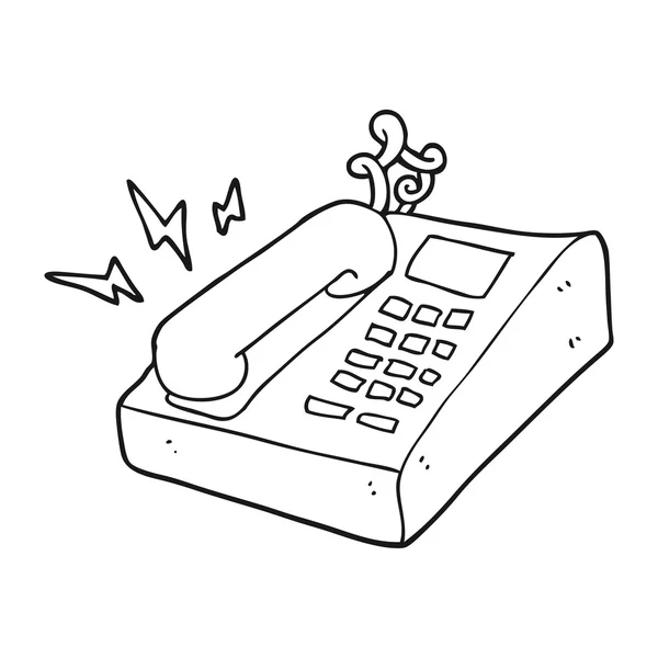 Svartvita tecknade office telefon — Stock vektor