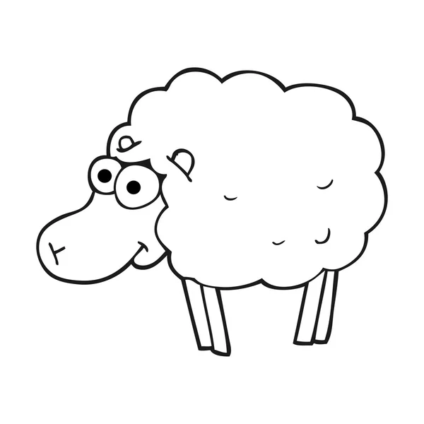 Funny black and white cartoon sheep — Stock Vector