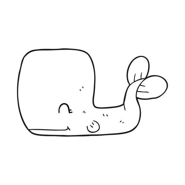 Černobílá karikatura šťastný velryba — Stockový vektor