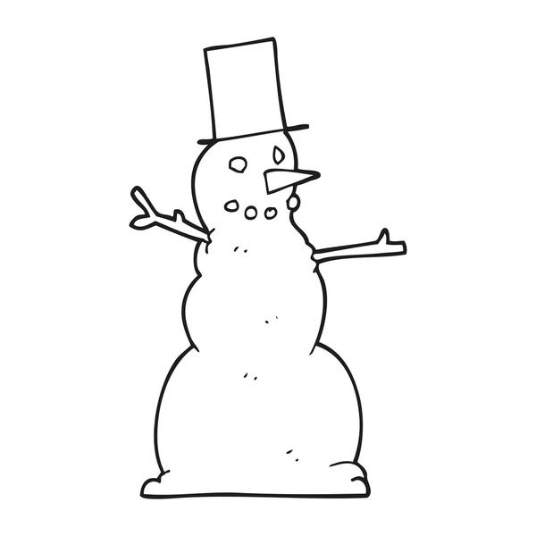 Black and white cartoon snowman — Stock Vector