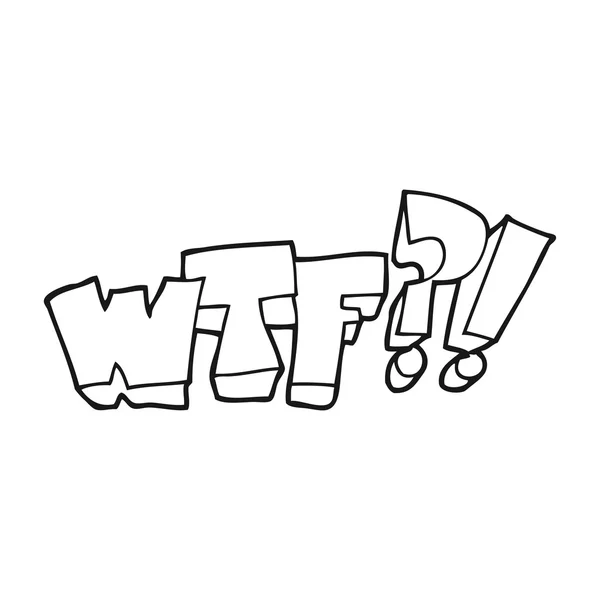 Fekete-fehér rajzfilm Wtf szimbólum — Stock Vector