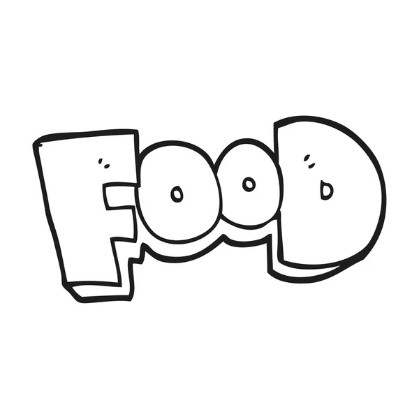 Zwart-wit cartoon woord voedsel — Stockvector