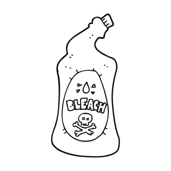 Black and white cartoon bleach bottle — Stock Vector