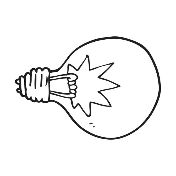 Black and white cartoon light bulb — Stock Vector