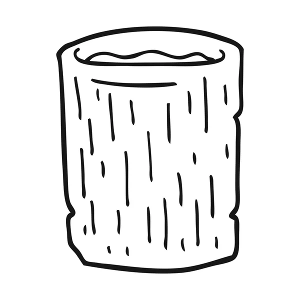 Svartvita tecknade trä kopp med vatten — Stock vektor