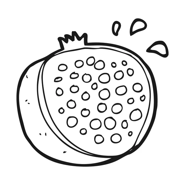 Black and white cartoon pomegranate — Stock Vector
