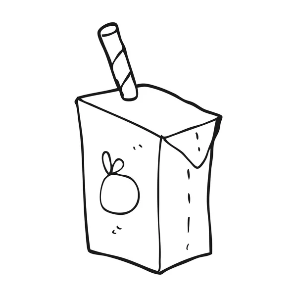 Caja de jugo de dibujos animados en blanco y negro — Vector de stock