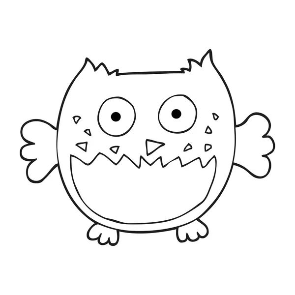 Hibou dessin animé noir et blanc — Image vectorielle