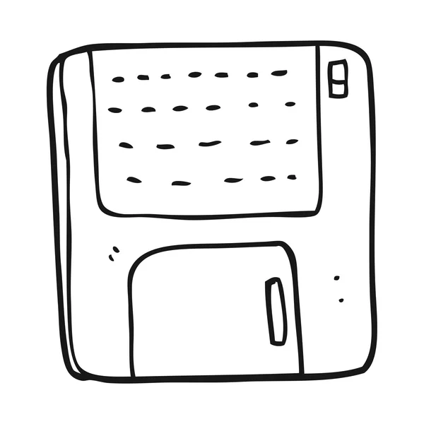Preto e branco cartoon disco de computador antigo —  Vetores de Stock