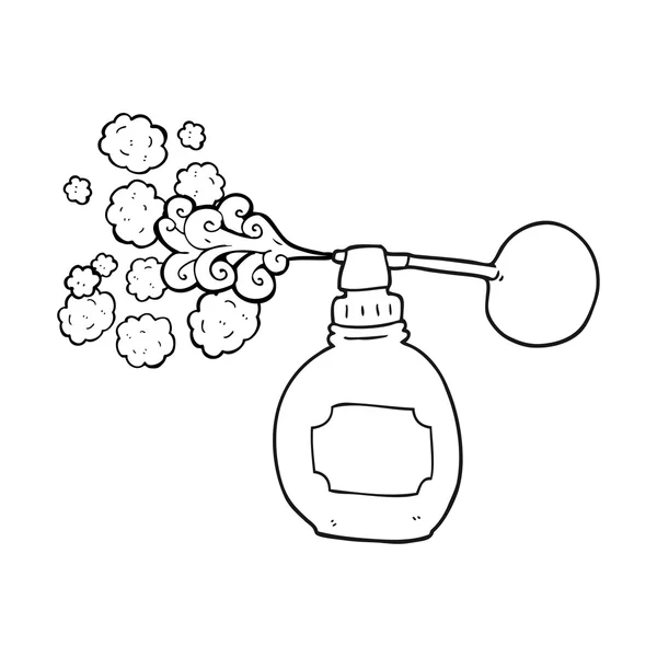 Frasco de perfume de dibujos animados en blanco y negro — Vector de stock