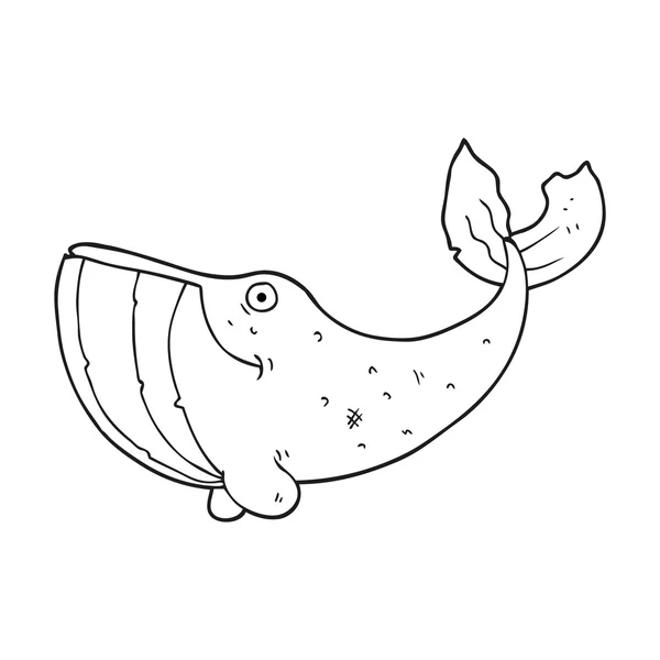 Baleia-dos-desenhos animados preta e branca — Vetor de Stock