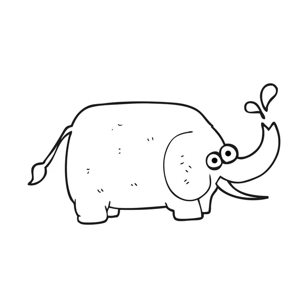 Éléphant de dessin animé noir et blanc — Image vectorielle