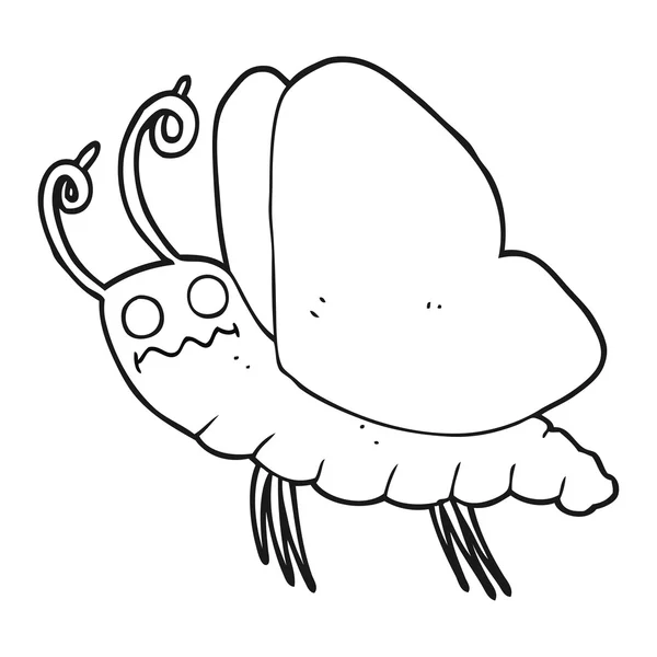 Черно-белый мультфильм смешная бабочка — стоковый вектор