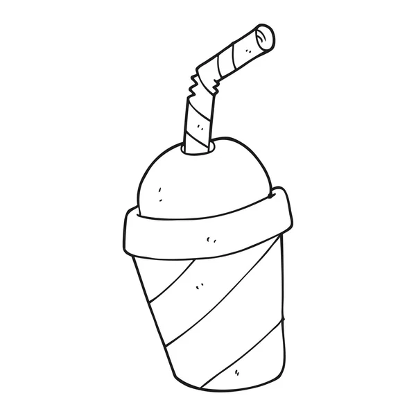 Copo de bebida de refrigerante de desenhos animados preto e branco —  Vetores de Stock
