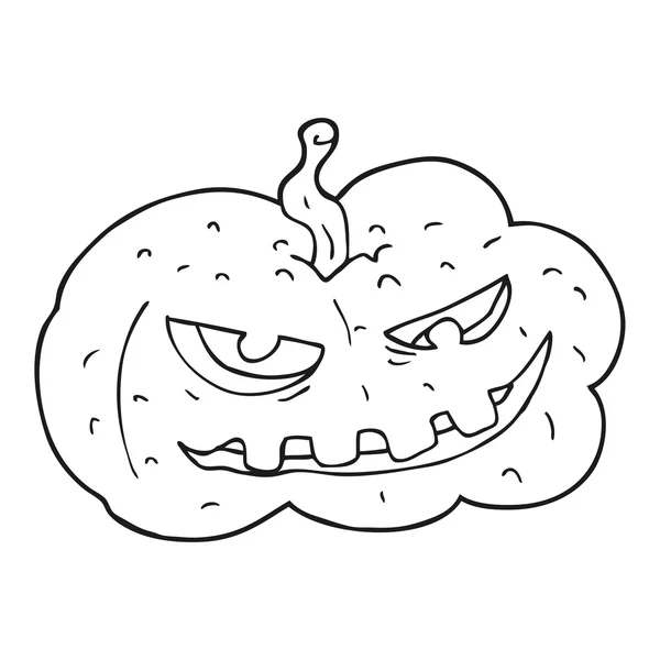 Calabaza de Halloween de dibujos animados en blanco y negro — Vector de stock