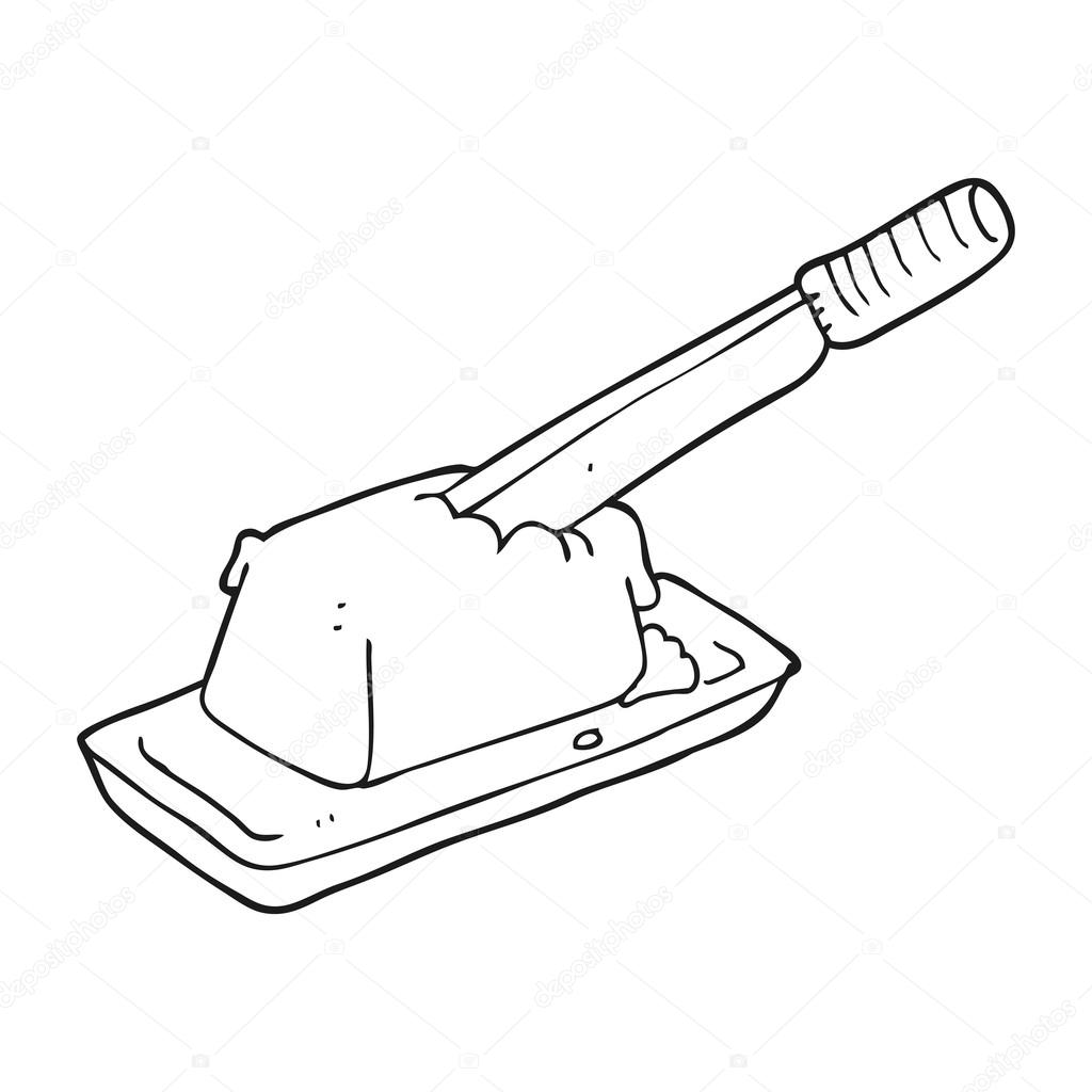 Couteau De Dessin Anime Noir Et Blanc Au Beurre Image Vectorielle Par Lineartestpilot C Illustration