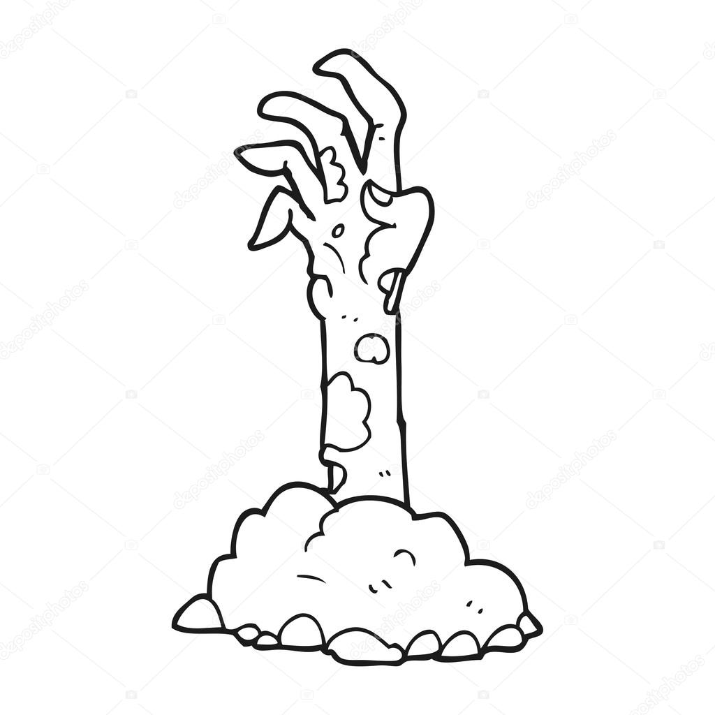 Black And White Cartoon Zombie Hand Rising From Ground Stock Vector C Lineartestpilot 101505094