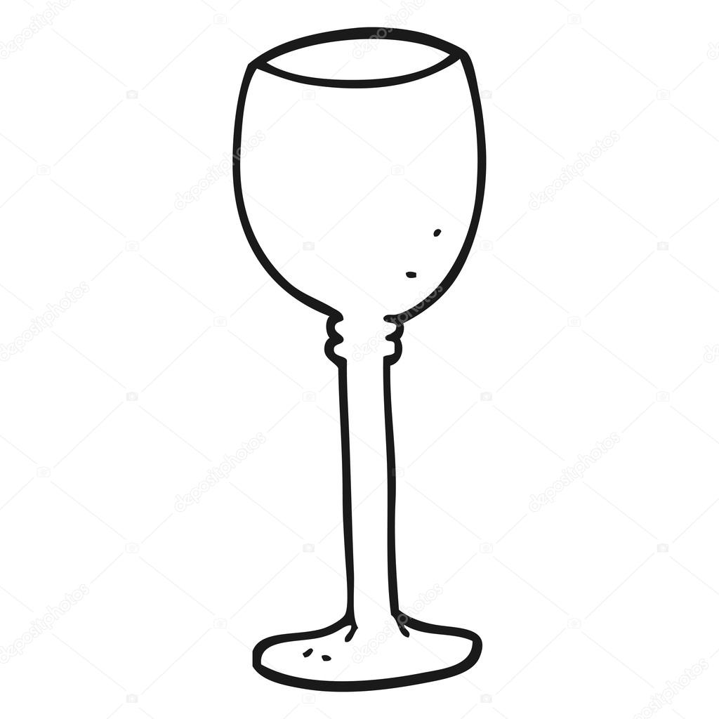 Bicchiere di vino bianco e nero fumetto — Vettoriale Stock