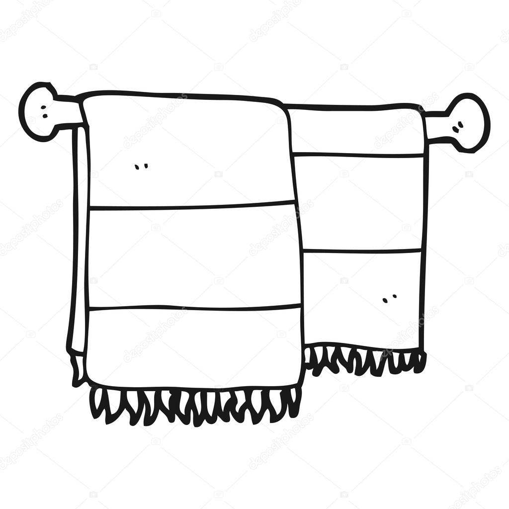Zwart Wit Cartoon Badkamer Handdoeken Stockvector