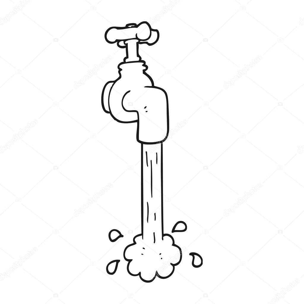 Fumetto bianco e nero disegnato a mano libera in esecuzione rubinetto — Vettoriali di lineartestpilot