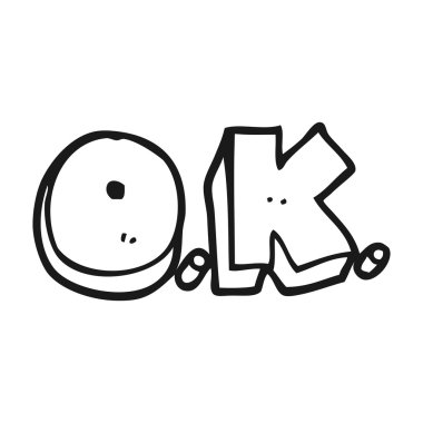 siyah beyaz çizgi film kelime Tamam