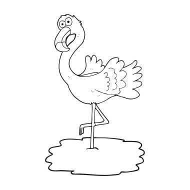 siyah beyaz çizgi film flamingo
