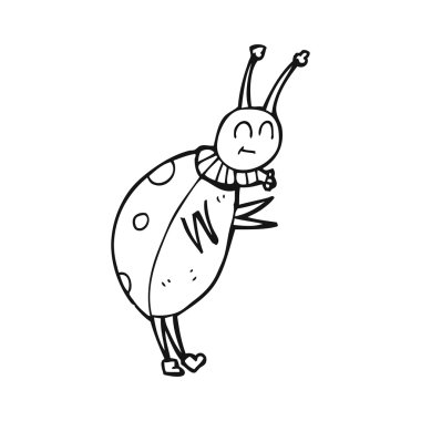 siyah beyaz çizgi film uğur böceği