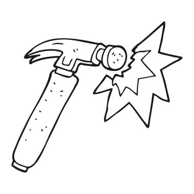 siyah beyaz çizgi film çekiç