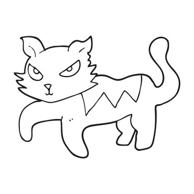 siyah beyaz çizgi film kedisi