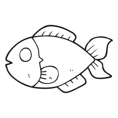 siyah beyaz çizgi film balık